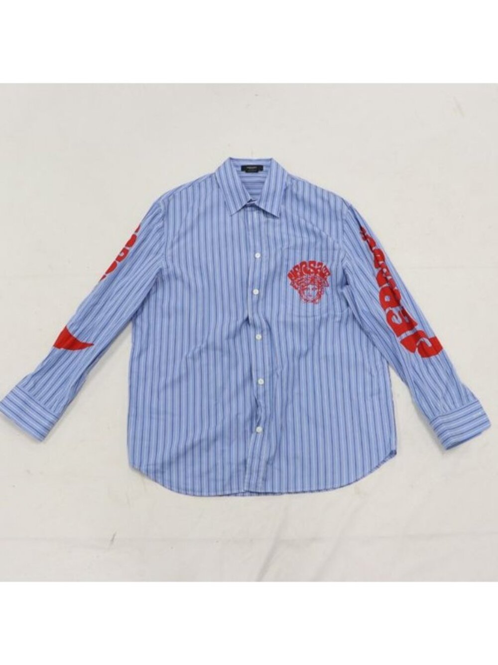 Versace Medusa Music Stripelogo Long Sleeve Cotton Blue Color Apa Ako Abc Blouse
